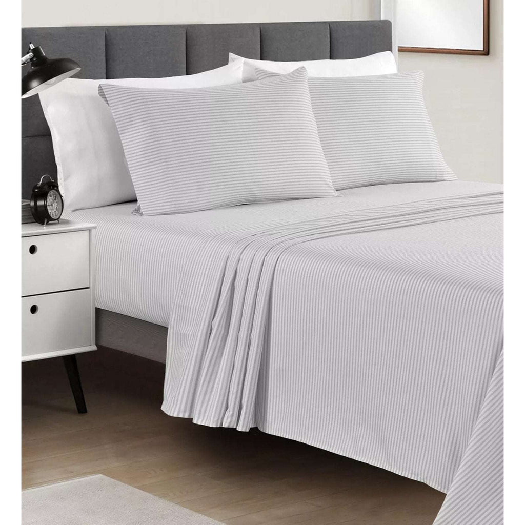 FAIRFIELD SQUARE Soft Microfiber 4 Piece Sheet Set Gray Stripe California King
