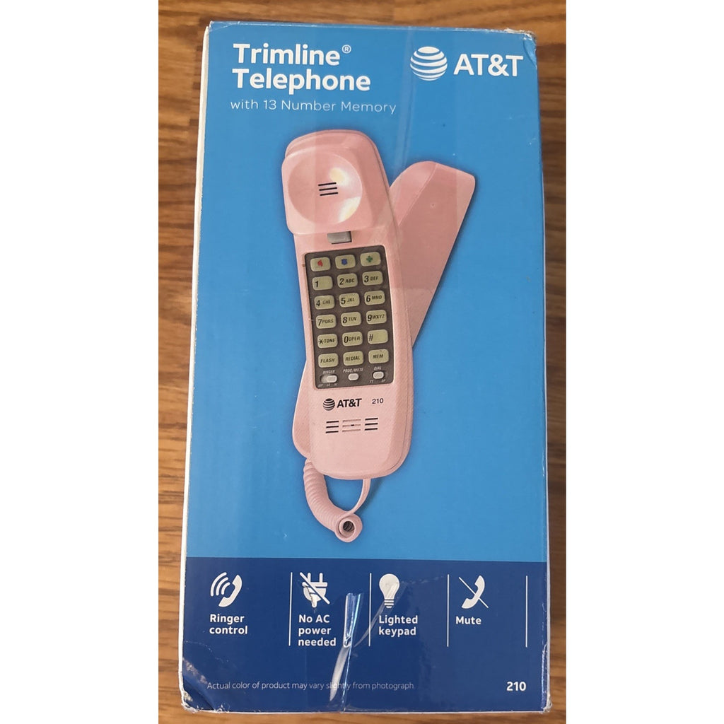 AT&T TRIMLINE 210 Retro Corded Home Phone, No AC Power Required, Pink