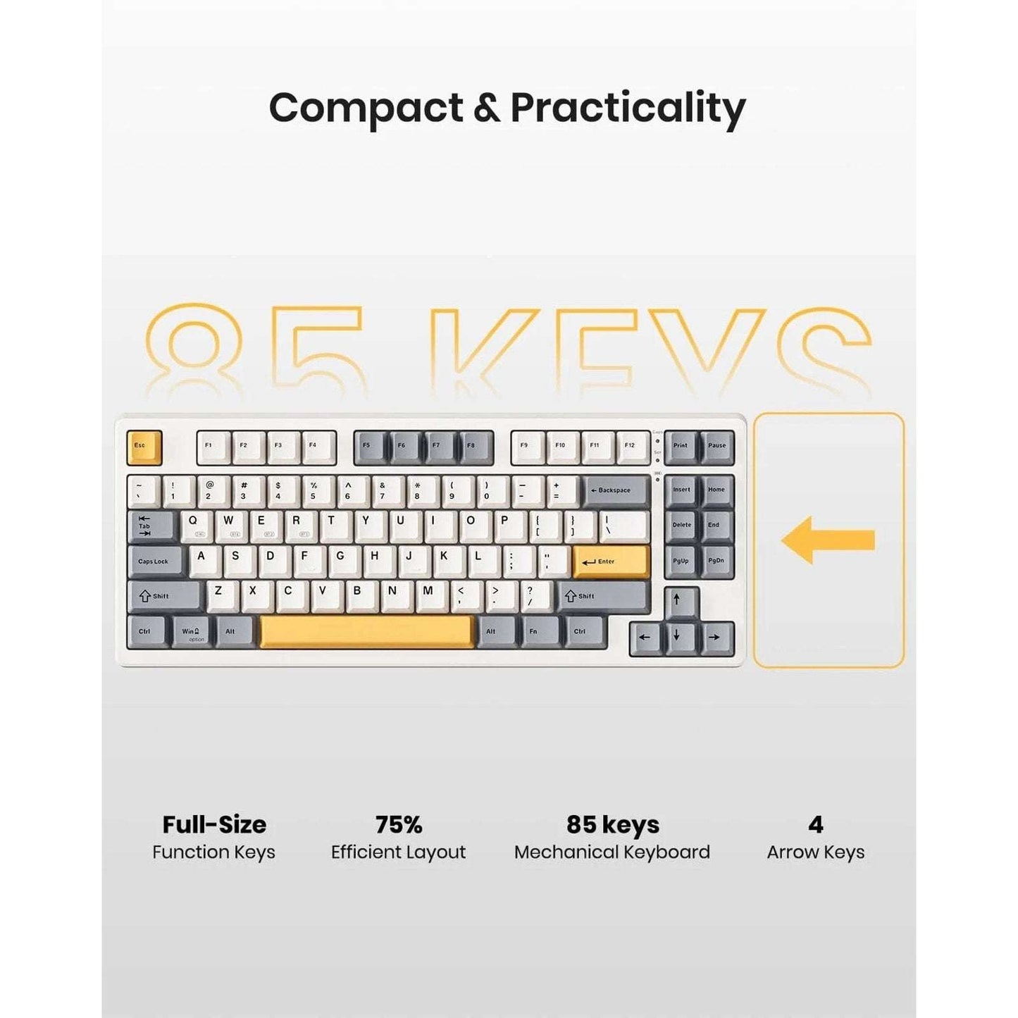 Kisnt Wireless Mechanical Keyboard, Gasket Mounted, Creamy Sound, RGB, Retro Bei