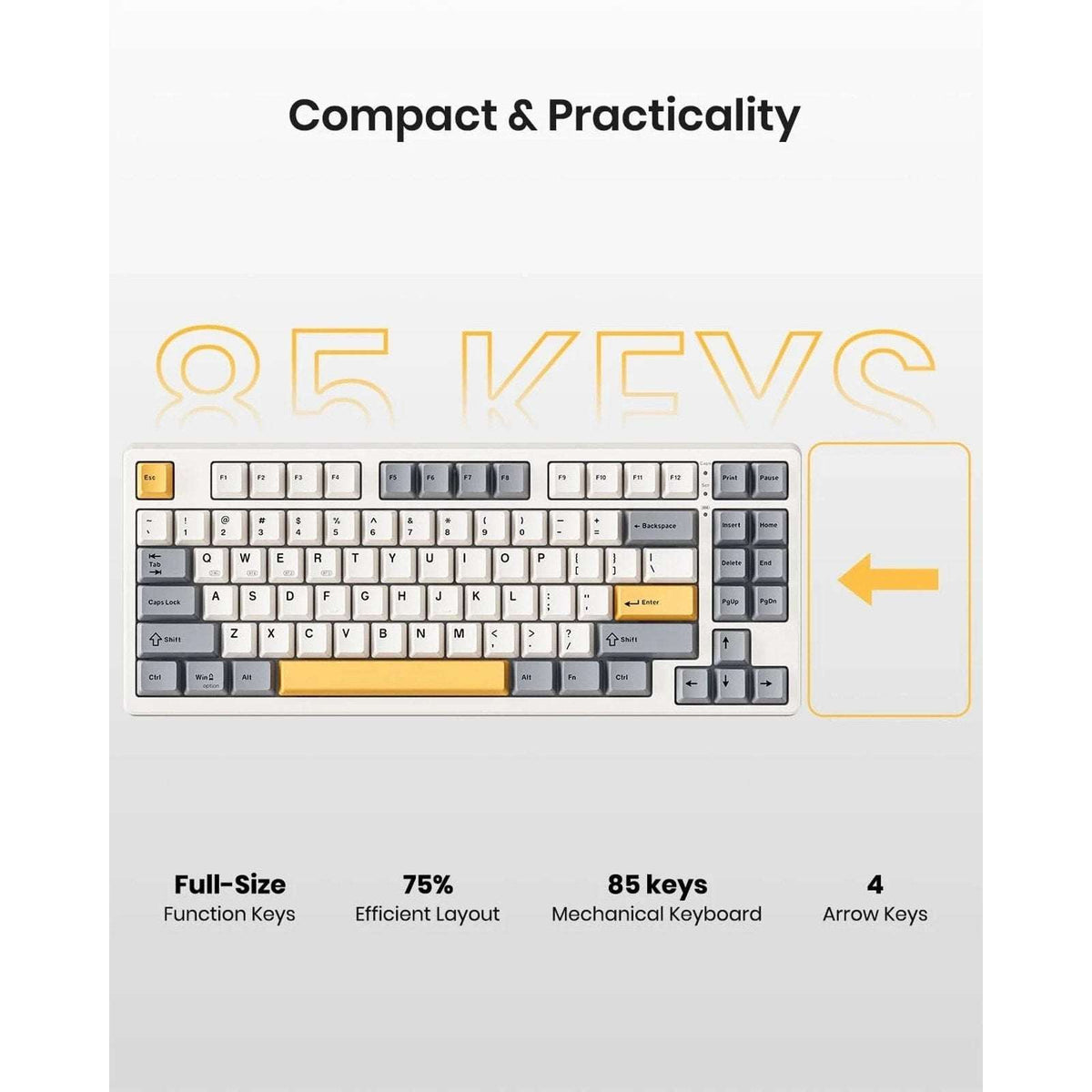 Kisnt Wireless Mechanical Keyboard, Gasket Mounted, Creamy Sound, RGB, Retro Bei