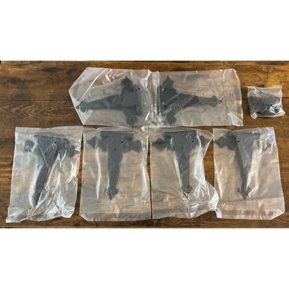 6" Heavy Duty Hammered Black Steel Gate T Hinge Strap Shed, Barn Doors - 6 Pack