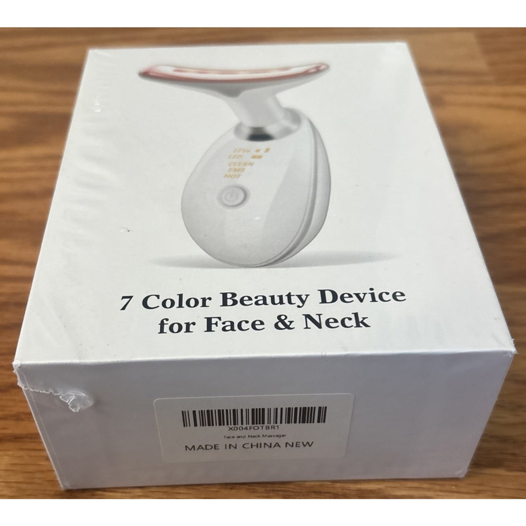 7-Color Anti-Aging Firming Face & Neck Massager w Heat EMS Red Light Beauty Devi