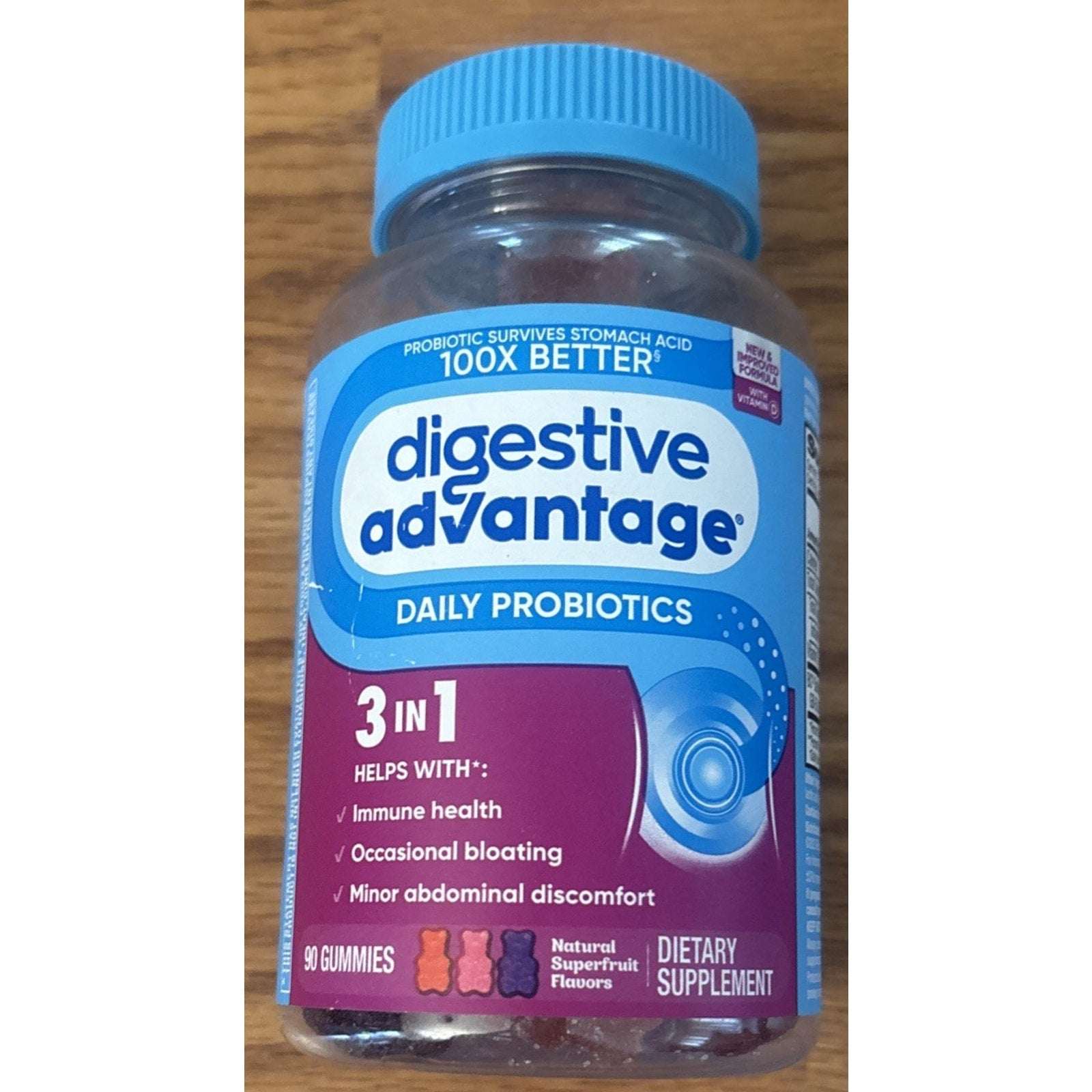 2 Pack Digestive Advantage Daily Probiotic Gummies 90ct & 80ct(170ct) Superfruit