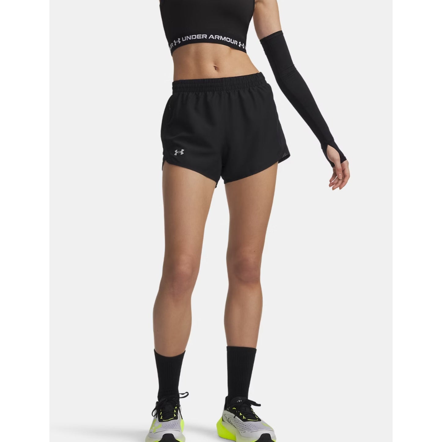 NEW Under Armour UA Fly By 3" Shorts Women's Medium Black / Reflective - 001