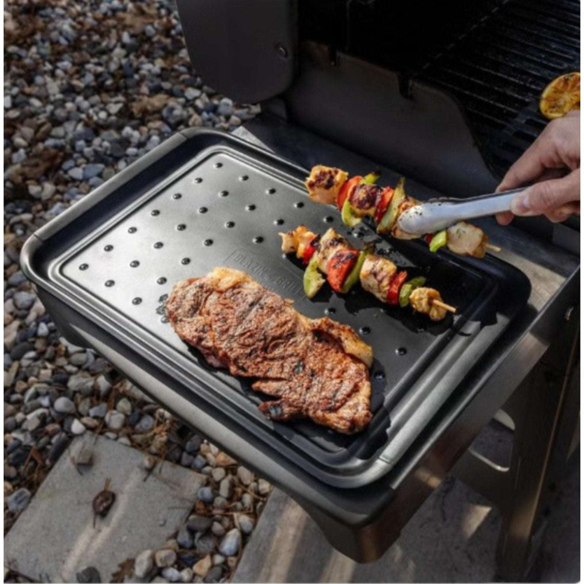 Melamine Grill Prep Serving Trays w/ Cutting Board 3PC Stackable BBQ Set