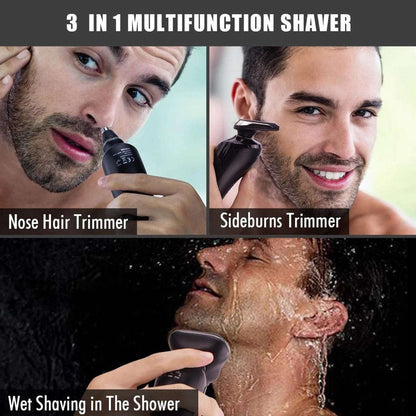 3-in-1 Wet/Dry Electric Shaver Waterproof Rechargeable Nose & Hair Trimmer