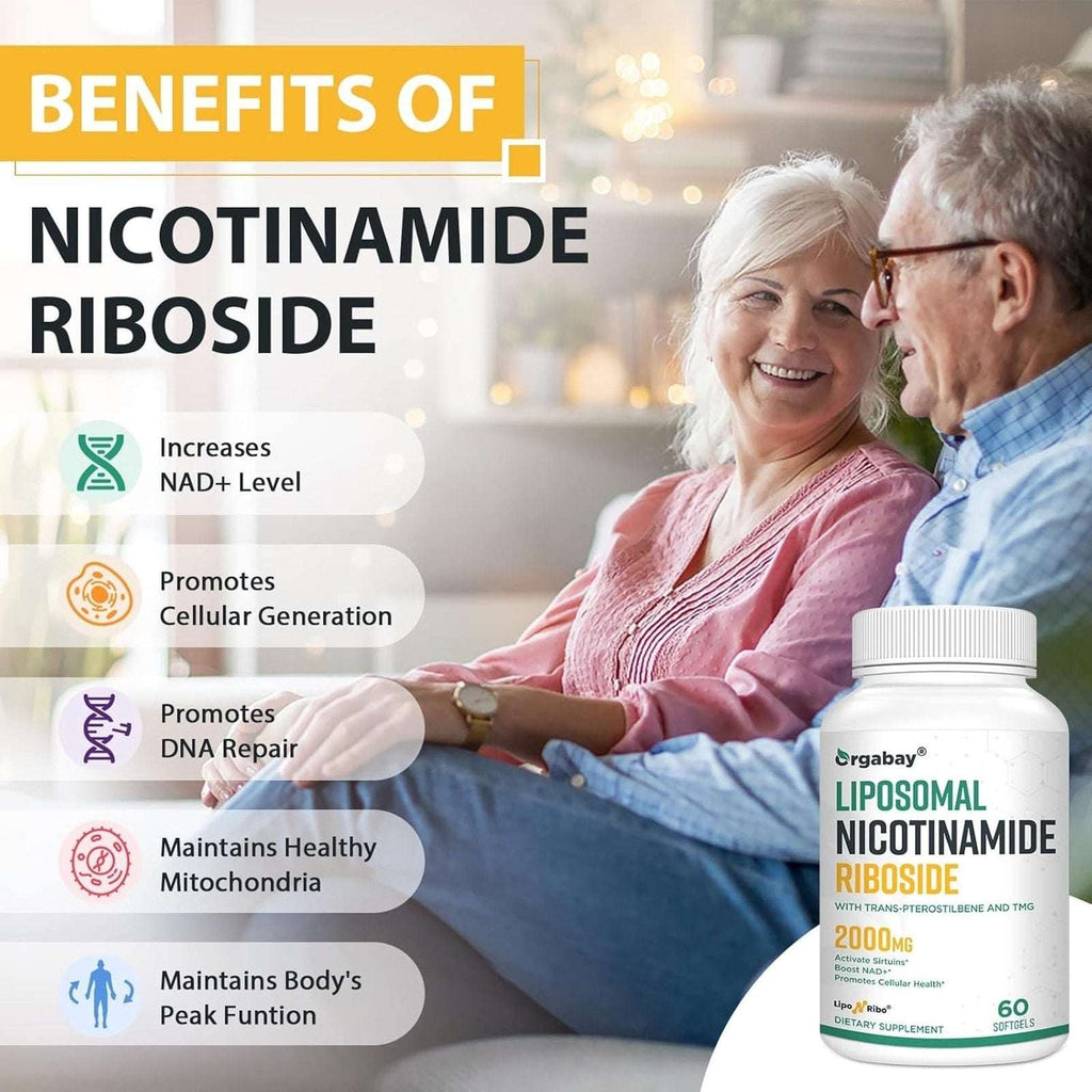 2Pk Orgabay Liposomal Nicotinamide Riboside 2000MG w/ TMG & Pterostilbene, NAD+