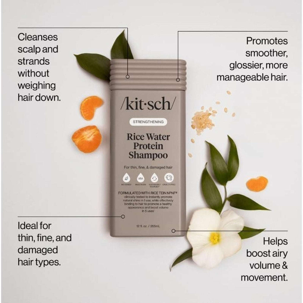 Kitsch Strengthening Rice Water Protein Shampoo Thin, Fine & Damaged Hair 12.3oz