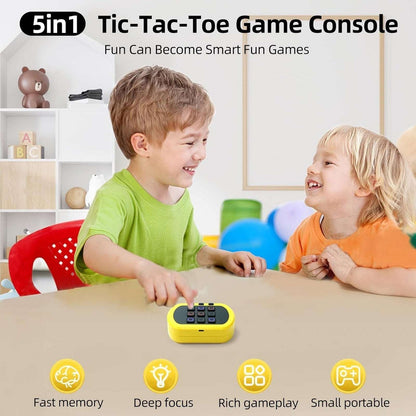 Electronic Tic-Tac-Toe 5-in-1 Games Rechargeable Handheld Console Ages 6-12
