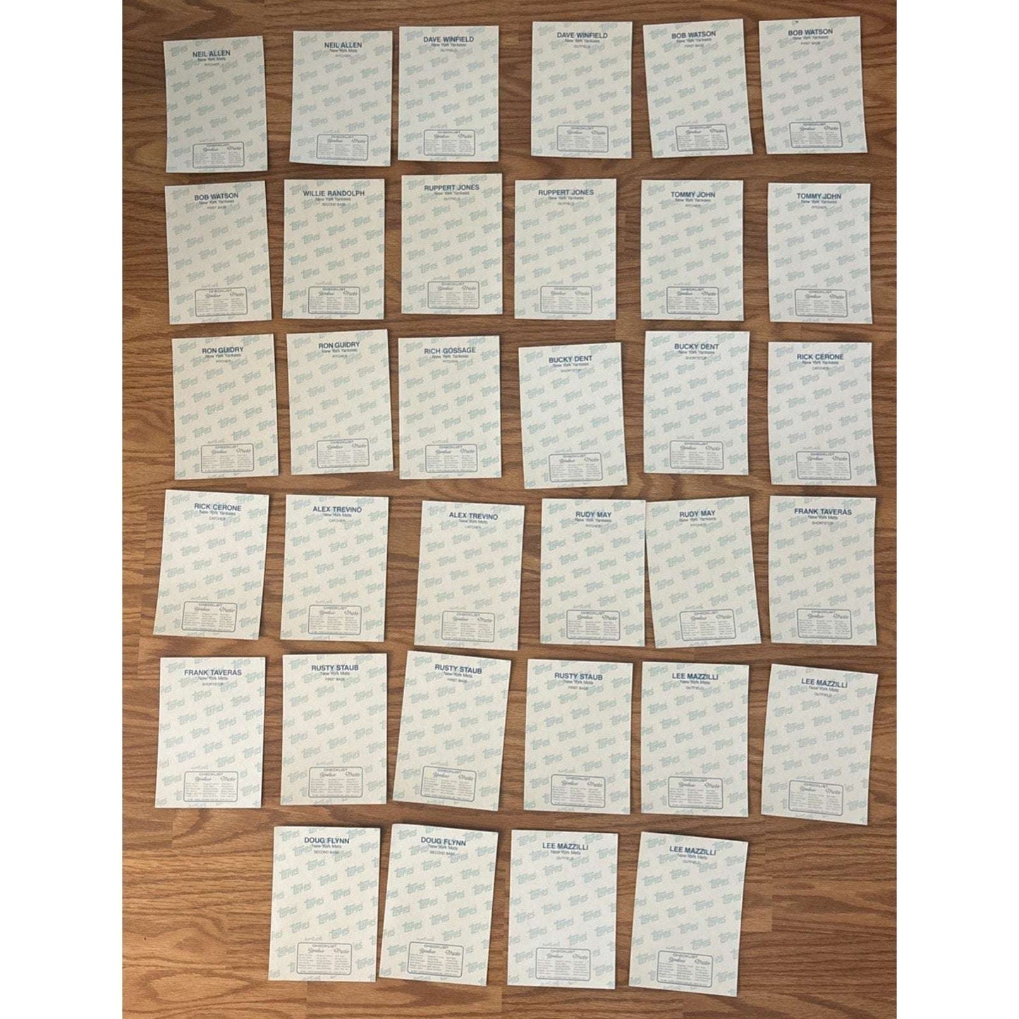 Lot Of 34 1981 Topps Baseball GIANT PHOTO CARDS Home Team NY Yankees / Mets