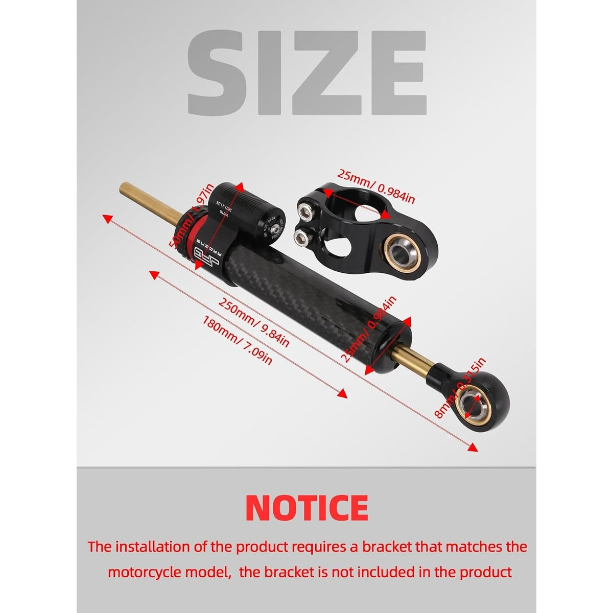 JFG Racing 10" Universal Motorcycle Steering Damper Stabilizer Carbon Fiber