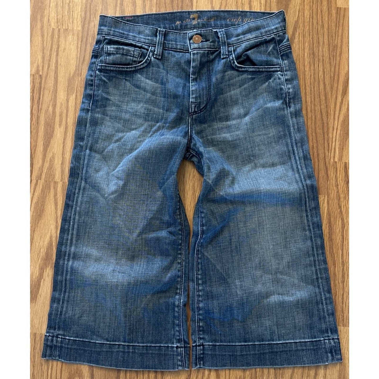 7 FOR ALL MANKIND Ginger Wide Leg Denim Medium Blue Jean Capris Size 25
