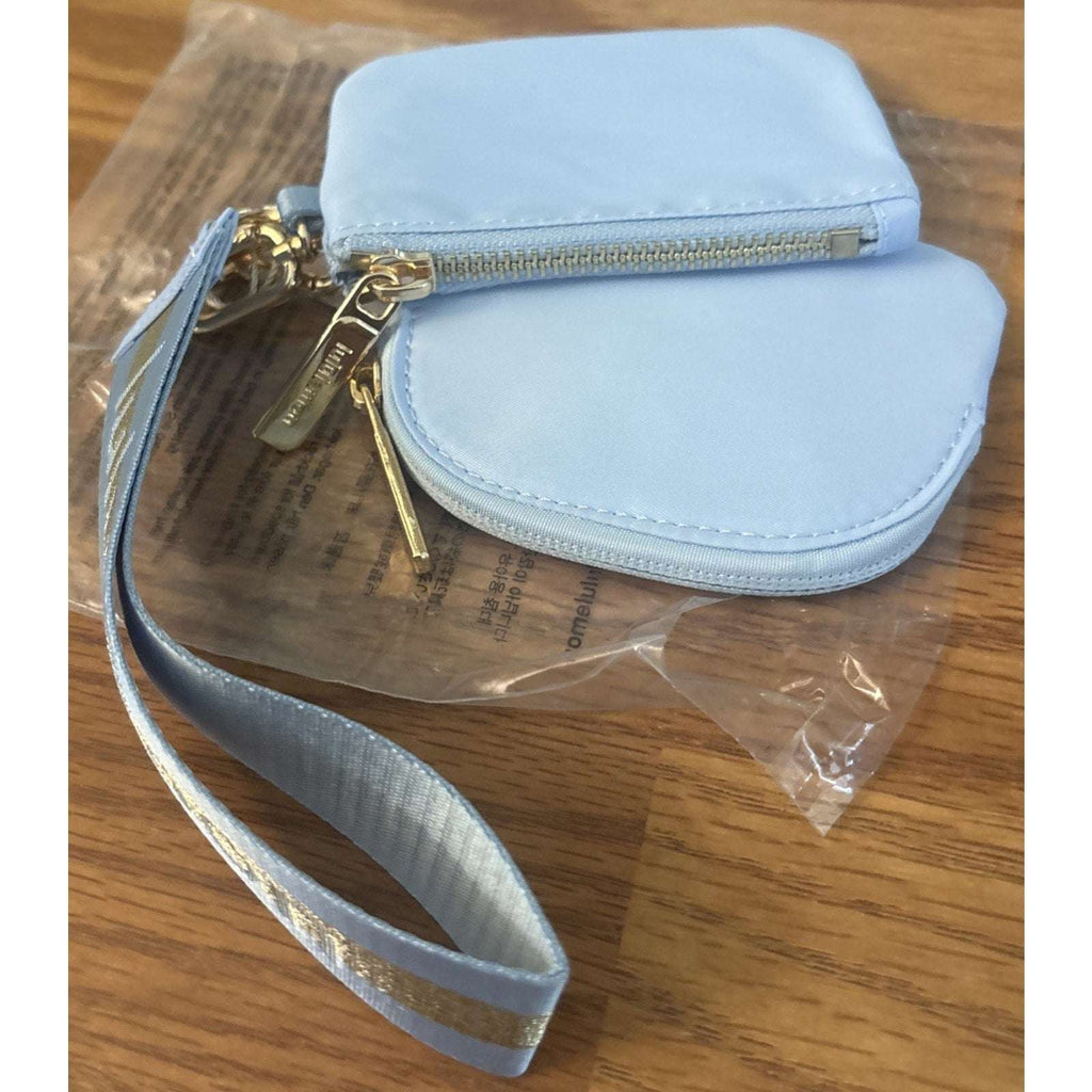Lululemon Dual Pouch Wristlet Wordmark Dreamy Blue with Gold