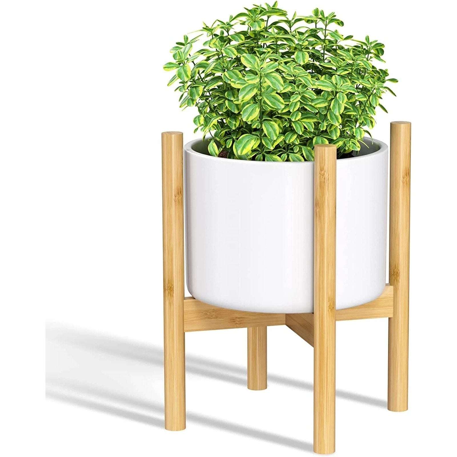Bees & Buds 100% Bamboo Large Plant Stand for 12 Inch Pots Mid Century Modern
