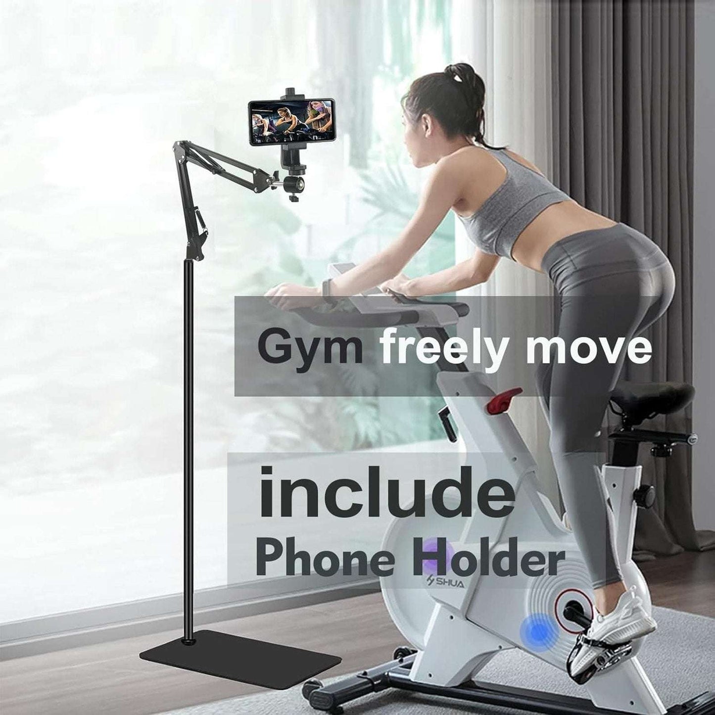 Embroidery Hoops Floor Stand Holder, 360° Rotate Hands Free + Phone Holder White