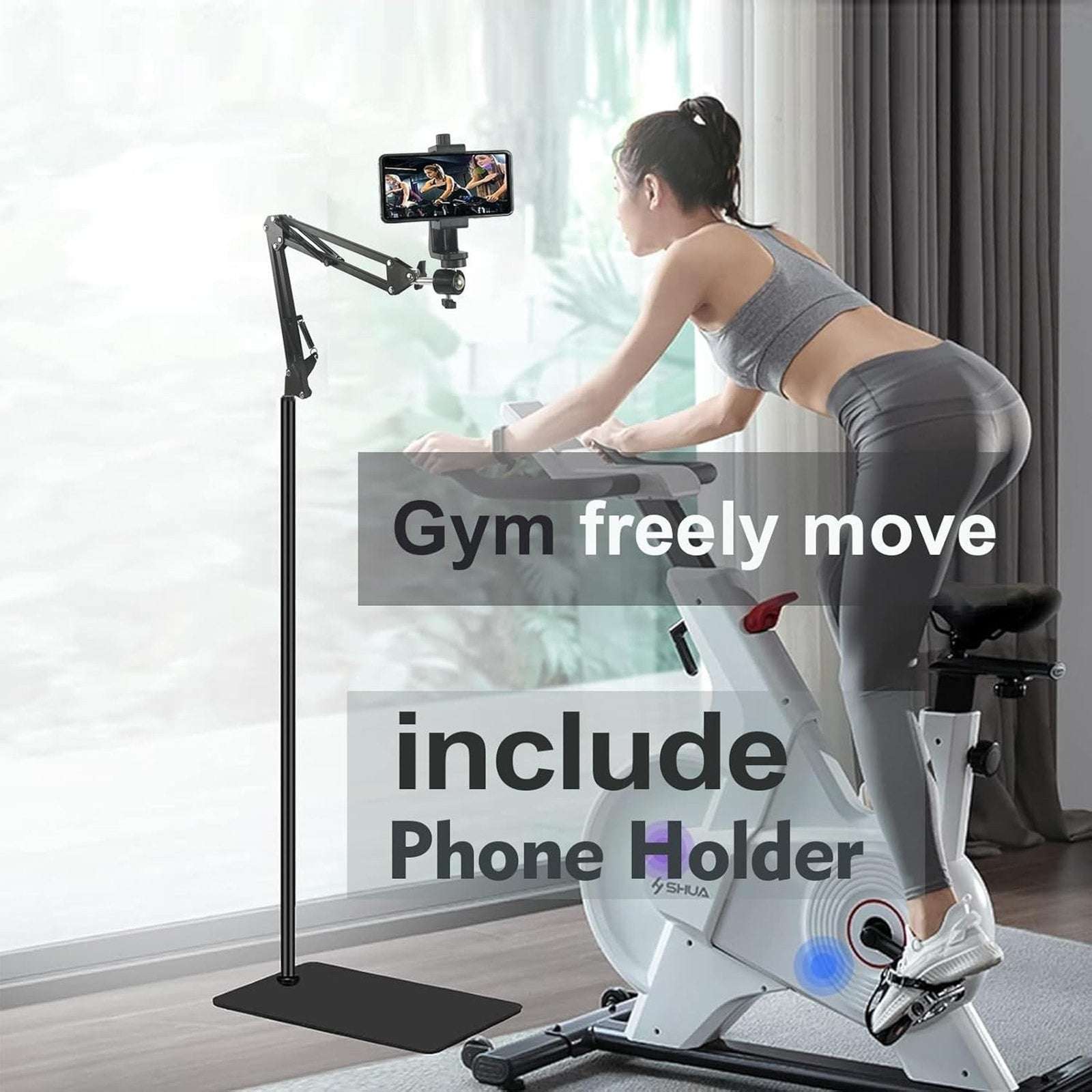 Embroidery Hoops Floor Stand Holder, 360° Rotate Hands Free + Phone Holder White