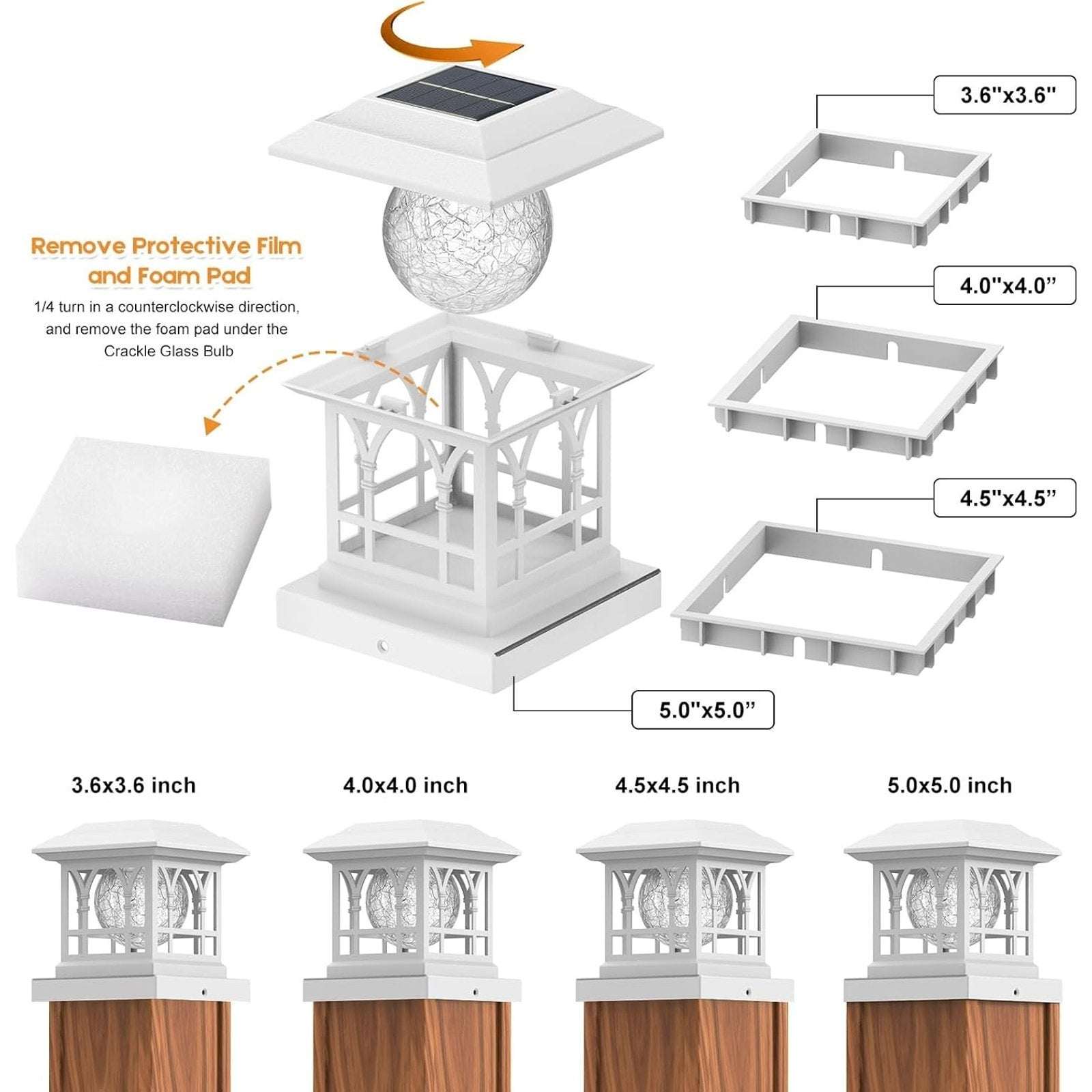 6-Pack RGB & Warm White LED Solar Powered Waterproof Fence Deck Post Cap Lights