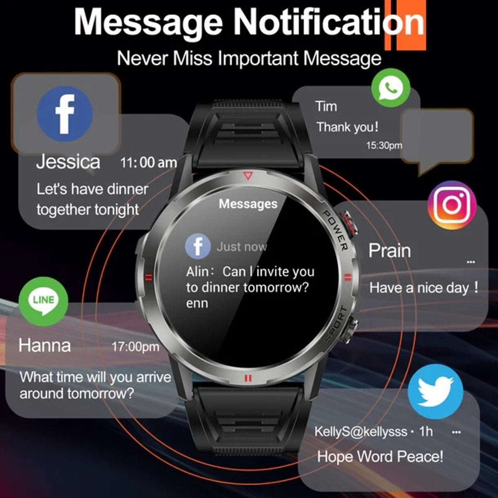 Weofly Explorer Navy 1.43" AMOLED Display Bluetooth Call Waterproof Sport Watch