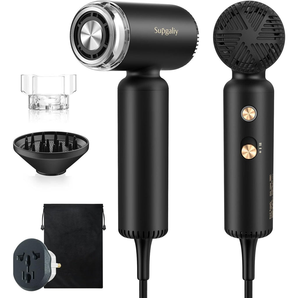 Supgaliy H5 1500W High Speed Dual Voltage Mini Hair Dryer 2 Speeds 4 Temperature