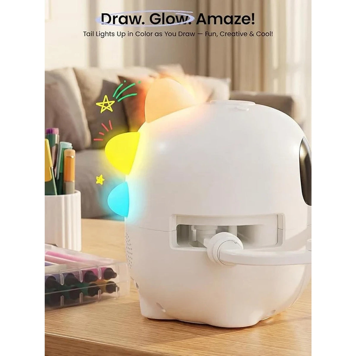Smart Drawing Robot for Kids w/ 150 Cards, Lights & Voice Guide Educational Art