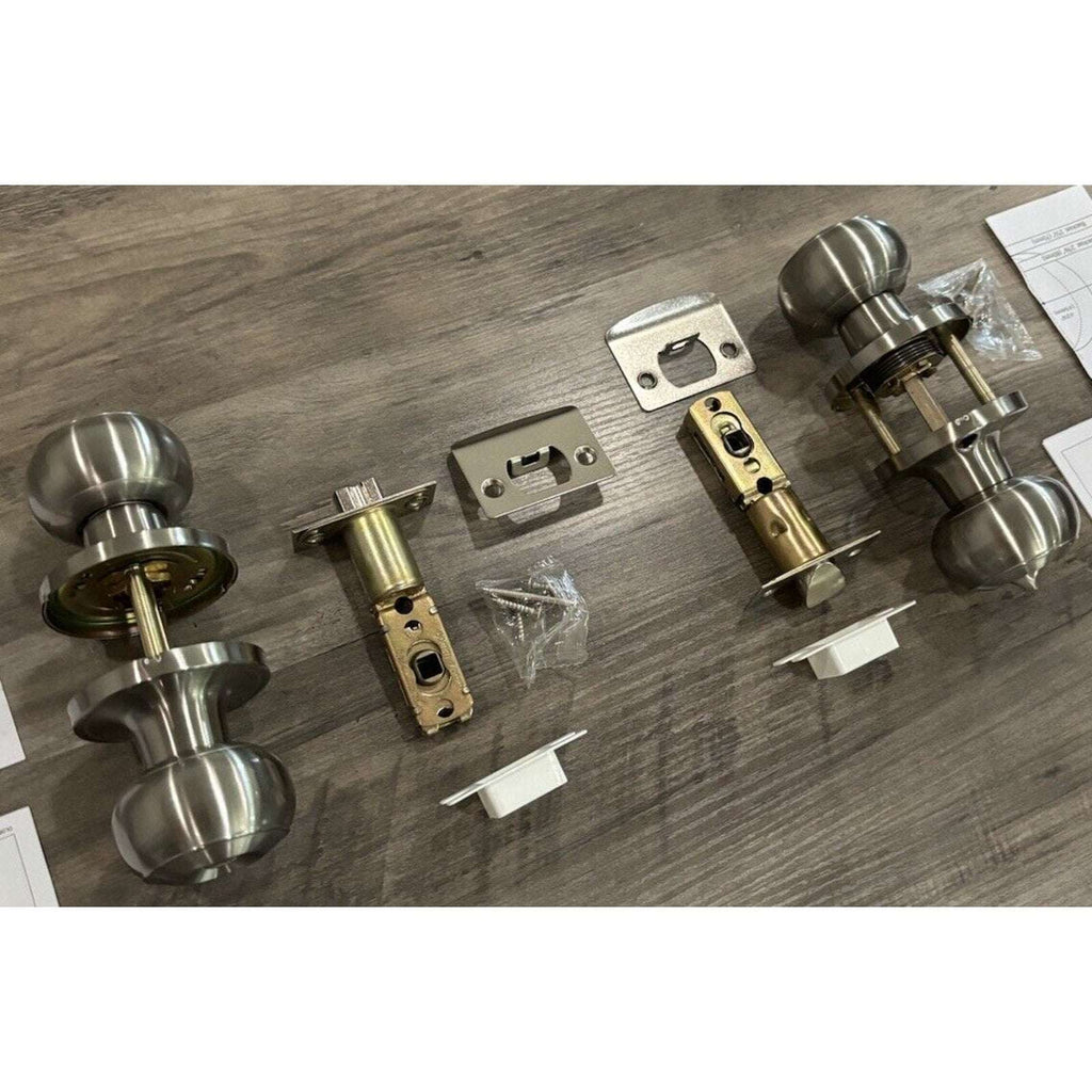 Probrico 2 Sets Ball Knobs Privacy Door Lock Knobs Satin Nickel Finish DL609SNBK