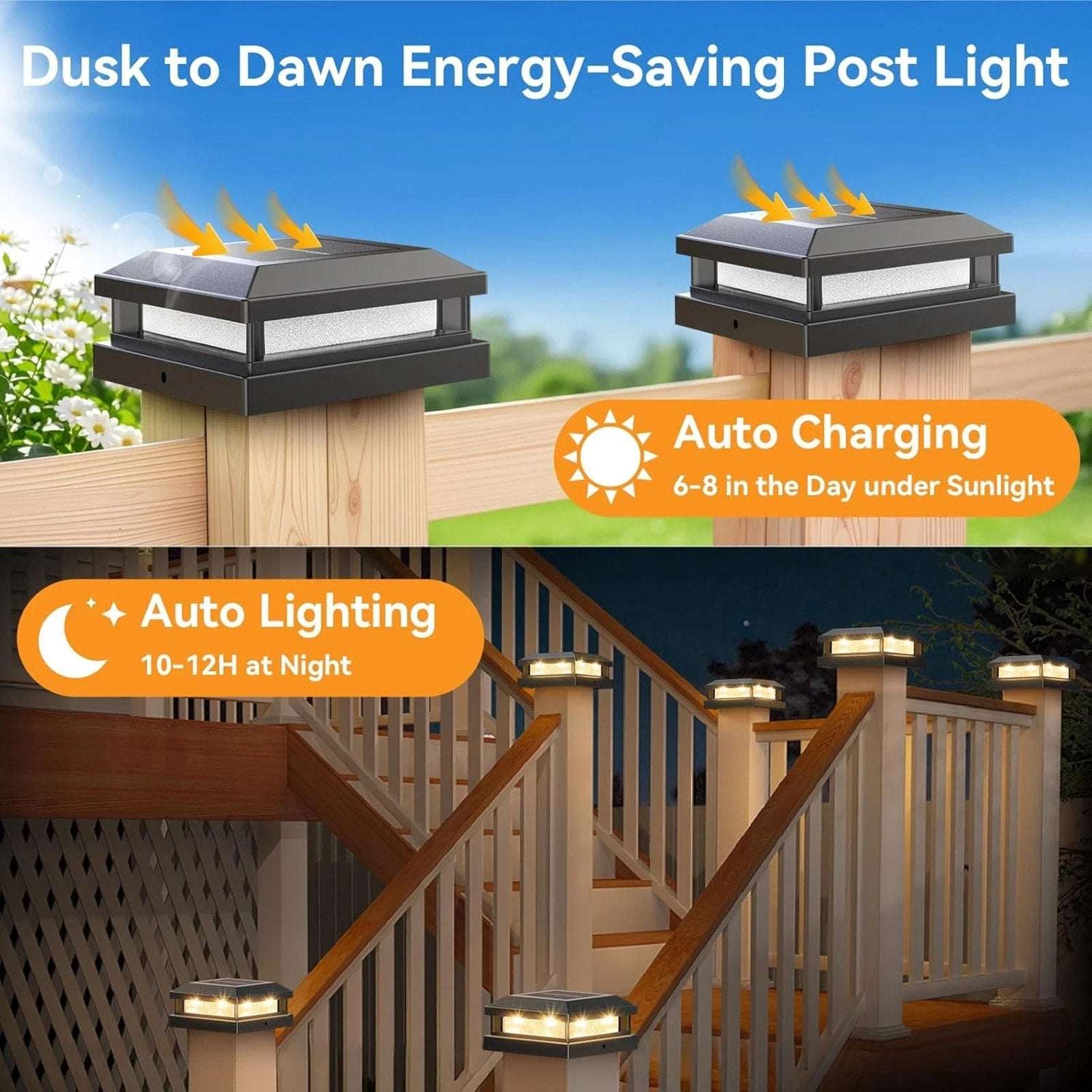Solar Post Cap Lights Outdoor 12 Pack 3.5x3.5 4X4 4.5X4.5 5X5 Vinyl/Wooden Posts