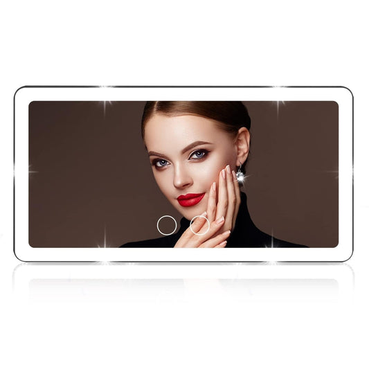 Car Sun Visor Vanity Mirror, Big Led Car Mirror w/ 3 Light Modes, 80 LEDs, Recha