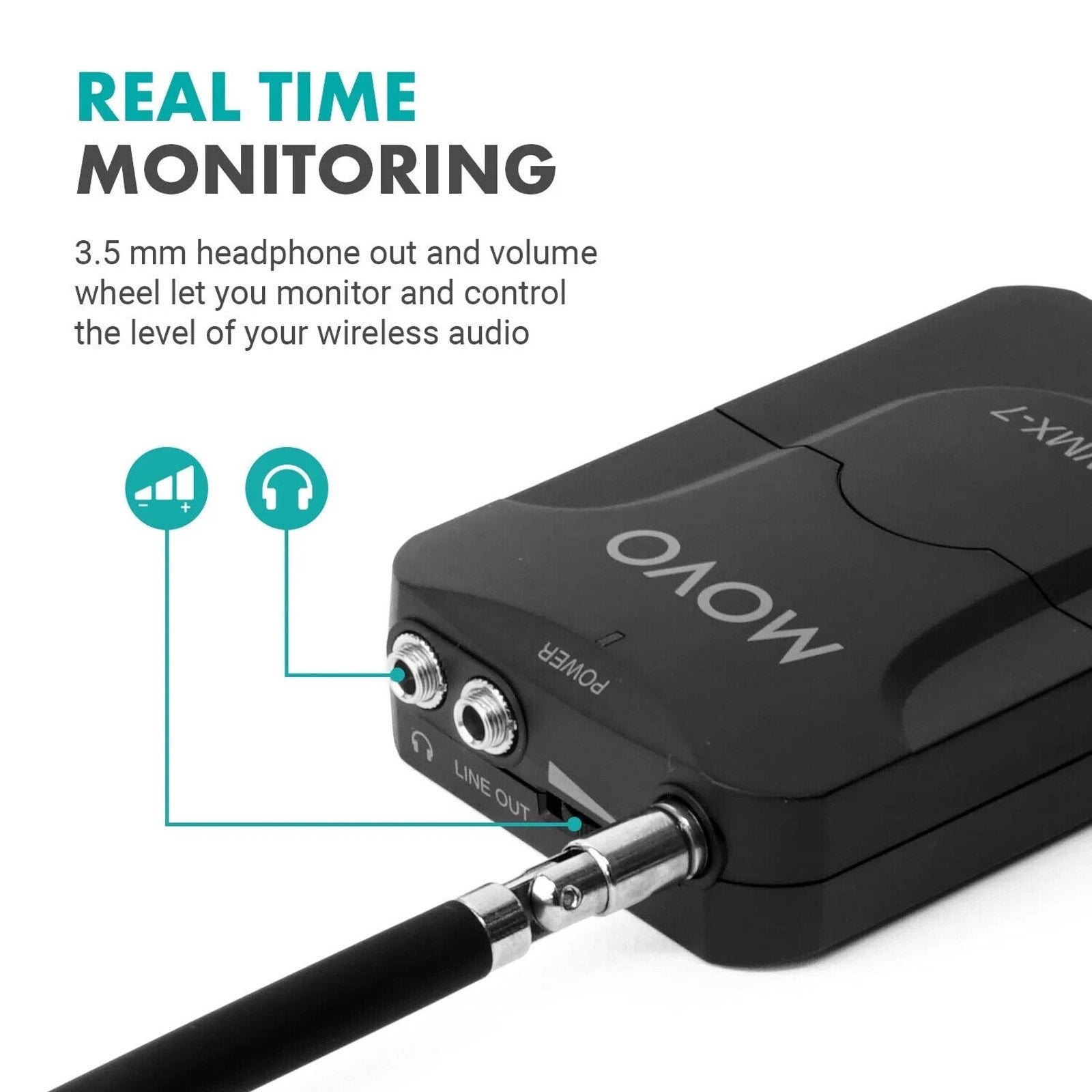 Movo 12-Channel VHF Wireless Receiver for WMX-7 Microphone System WMX-7-RX