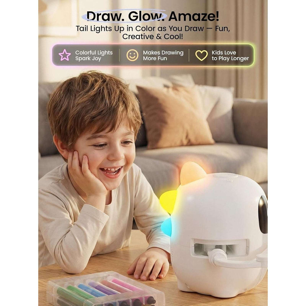 Smart Drawing Robot for Kids w/ 150 Cards, Lights & Voice Guide Educational Art