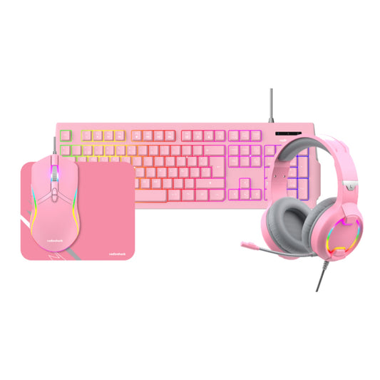 RadioShack Mistic Pink RGB Backlit Gaming Keyboard, Mouse & Pad, Headset Combo