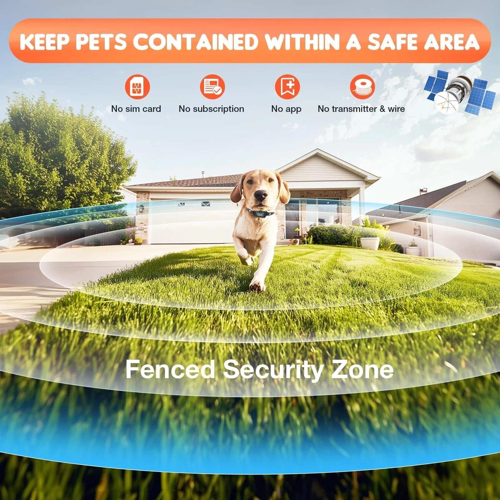 GPS Wireless Electric Dog Fence Pet Containment System Shock Collar 99-5997FT