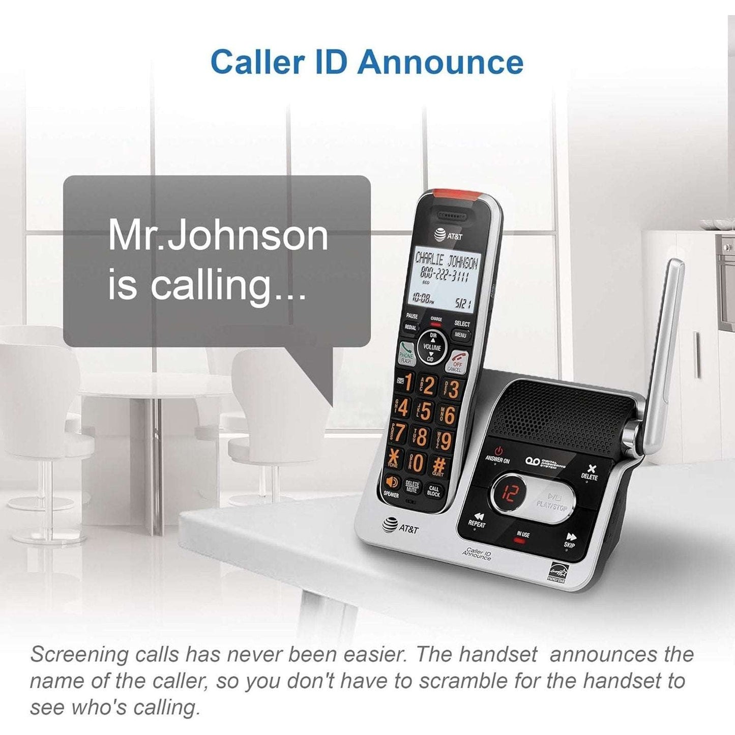 AT&T BL102 DECT 6.0 Cordless Phone w/ Answering Machine Caller ID/Block Intercom