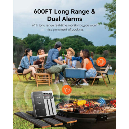 Smart Wireless BT Meat Thermometer 2 Probes 6 Sensors Instant Read App Control