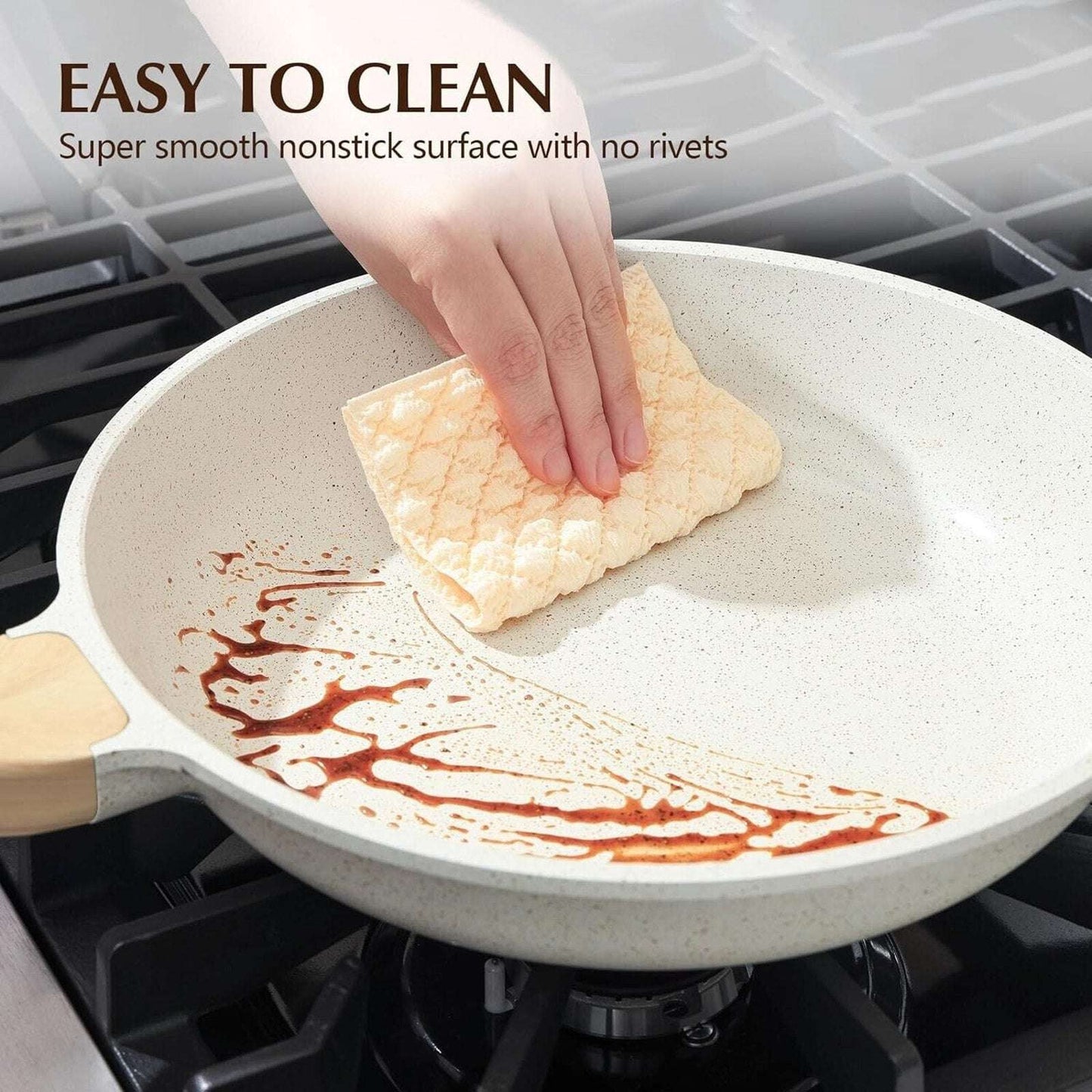 SENSARTE Nonstick Ceramic Frying Pan w Lid, 11in. - White - Healthy Chefs Pan