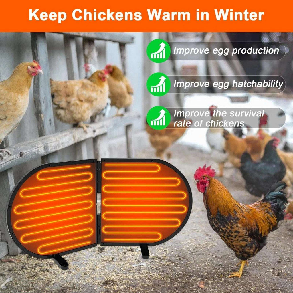 220W Chicken Coop Radiant Heater - Waterproof 3 Temp/5 Timer Tip Over Auto-Off