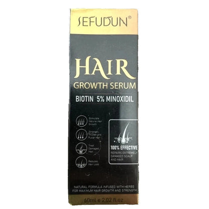 SEFUDUN Hair Growth Serum Kit W/ Biotin & Minoxidil 5% 2.02 fl oz 100% Effective