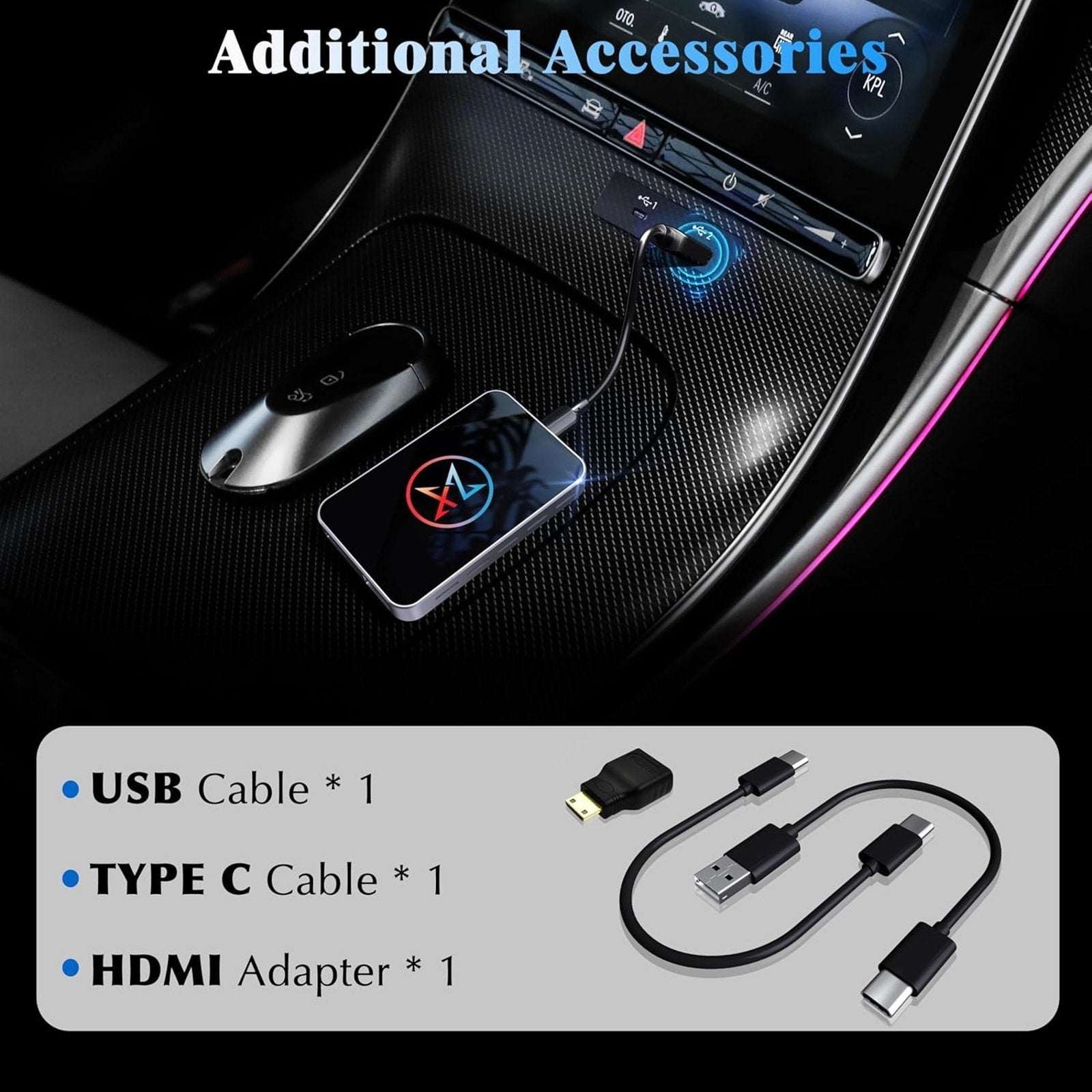 AI Wireless CarPlay Android Auto Streaming Adapter Plug & Play 4GB RAM+32GB ROM