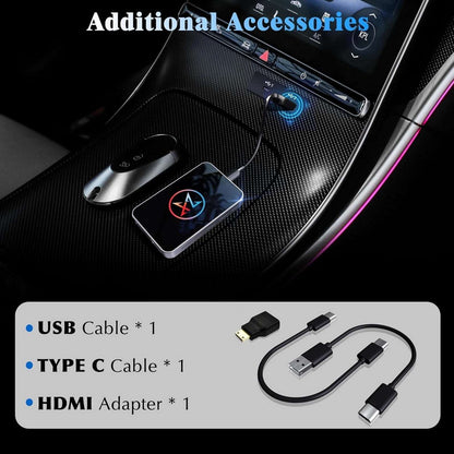 AI Wireless CarPlay Android Auto Streaming Adapter Plug & Play 4GB RAM+32GB ROM