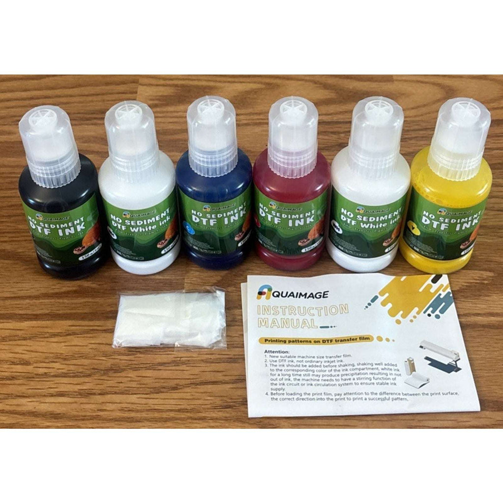 AquaImage DTF Ink Set 6PC 150ml ea. for Epson L1800 L805 R1390 DX5 DX7 2xW+CMYBK