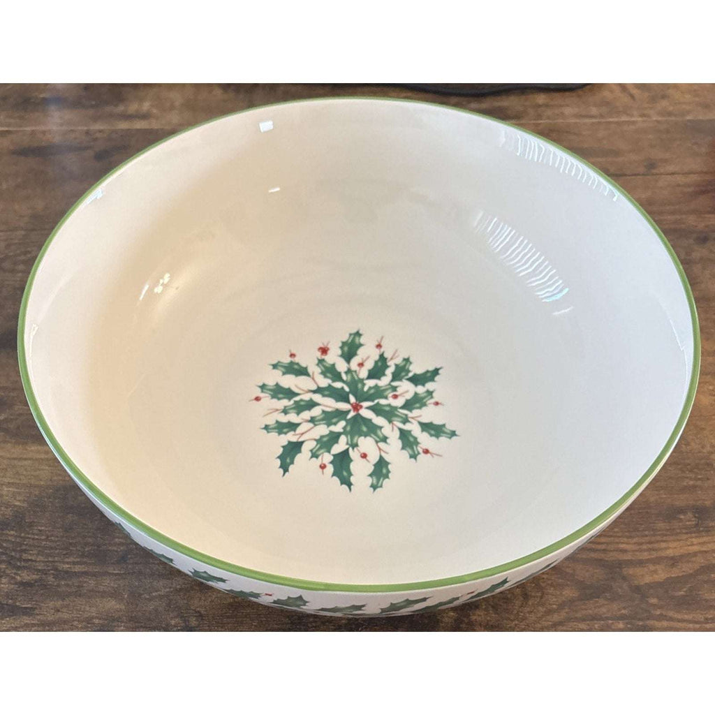 Lenox Holiday Entertaining Christmas Holly & Berries 12" Pasta Serving Bowl