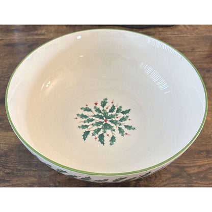 Lenox Holiday Entertaining Christmas Holly & Berries 12" Pasta Serving Bowl