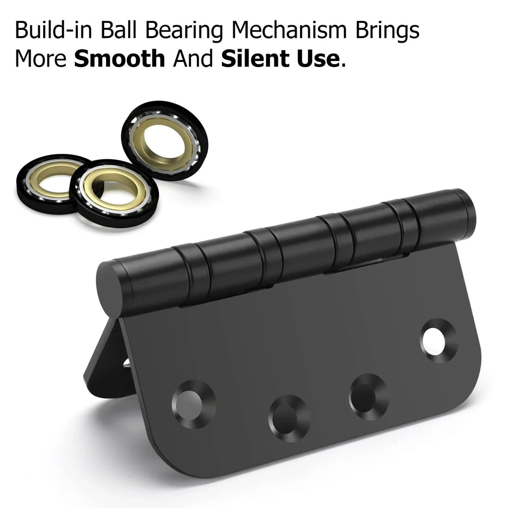 3Pk Stainless Steel Black Ball Bearing 4'' with 5/8'' Radius Corners Door Hinge