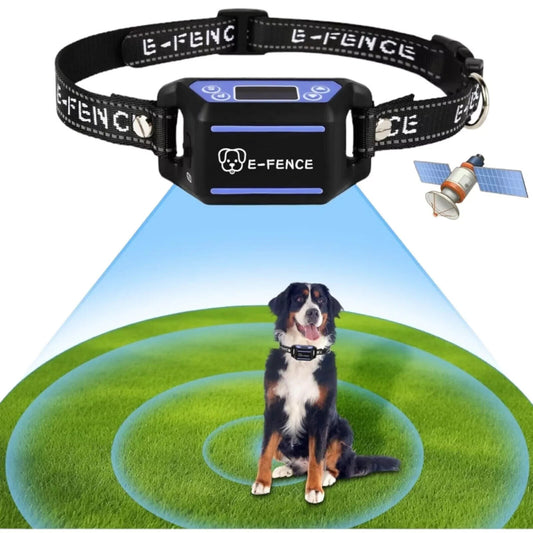 E-FENCE GPS Electric Wireless Dog Fence, Pet Activity Tracker & Training Collar