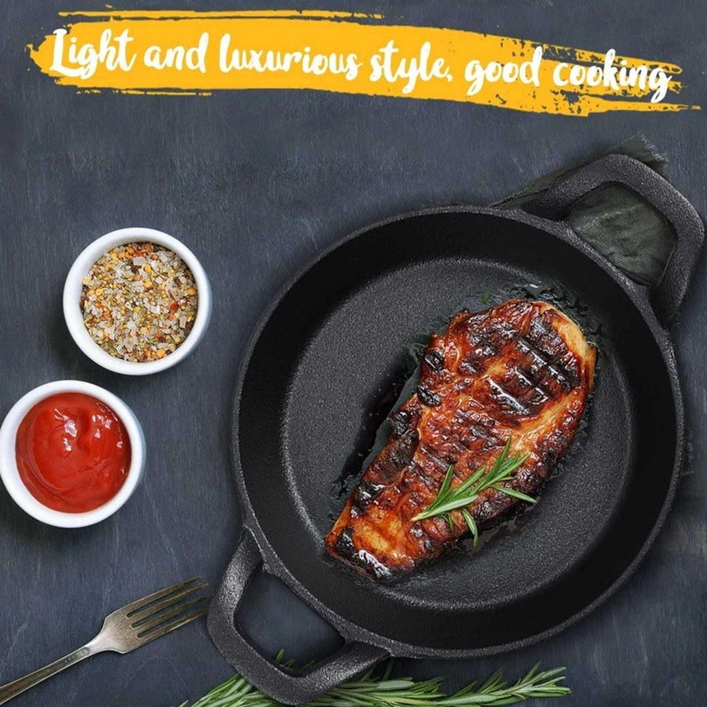 Set of 6 Mini Cast Iron Skillets Pans with Double Handles, 6.3 x 6.3 x 1.5 Inch