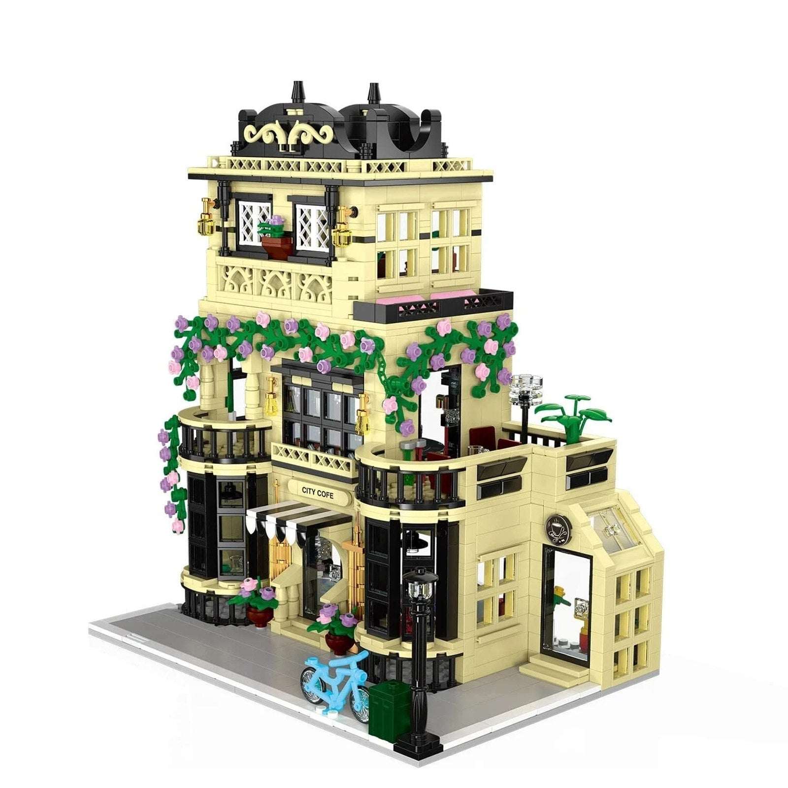 20113 City Café Building Blocks Set with Lights, 3 Levels XMORK 1443PC City Cafe