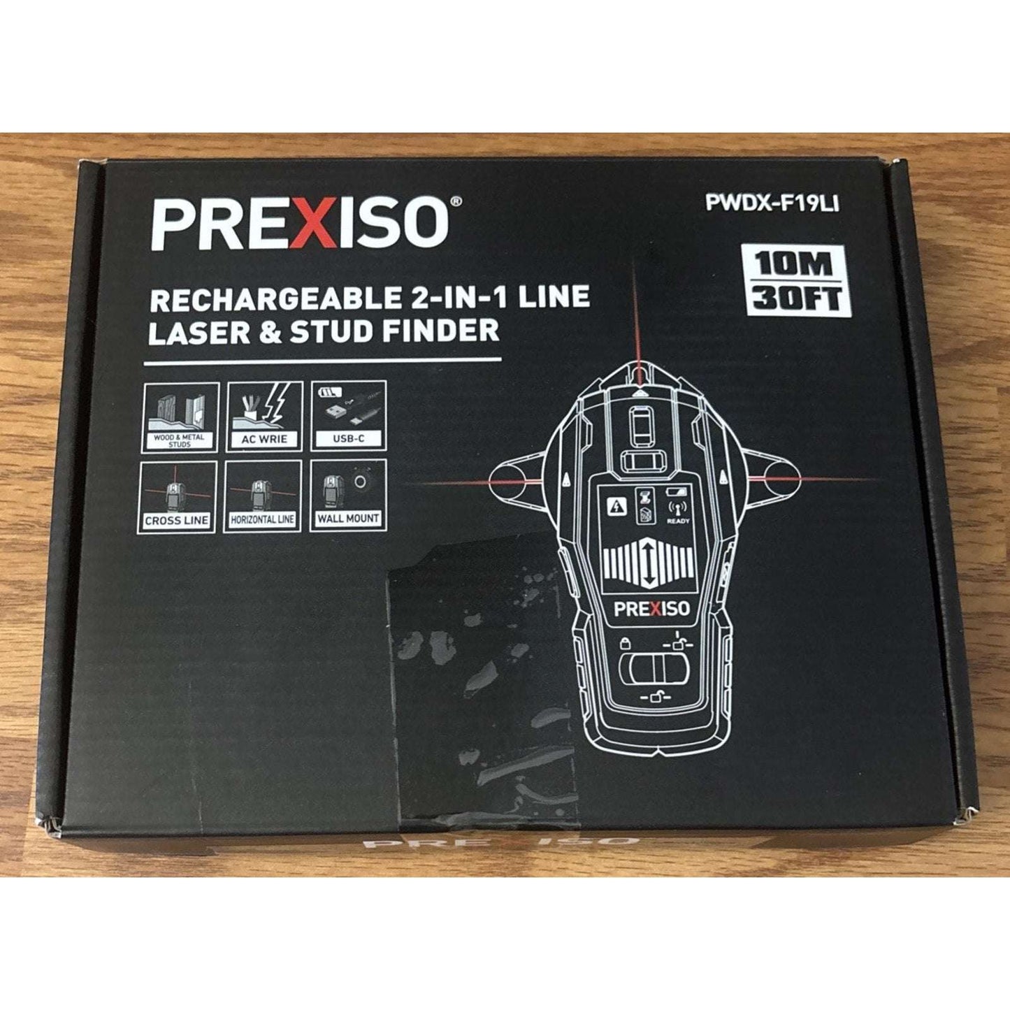 PREXISO 2-in-1 Stud Finder w/ Cross Line Laser Level, Rechargeable Multi Surface