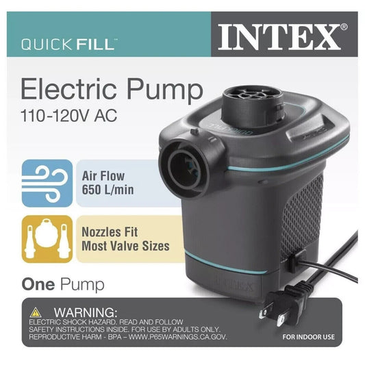 Intex Quick Fill Electric Pump 110-120V AC Inflates & Deflates + 3 Nozzles NEW!