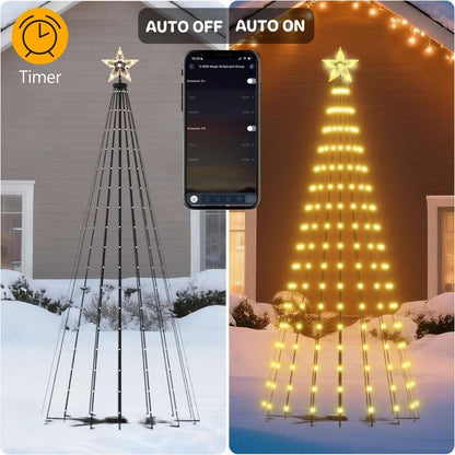 8' Smart 340 LED Christmas Tree App Control RGB Lighted Cone Music Sync DIY IP65
