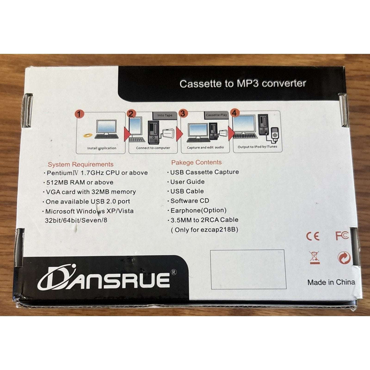 Dansrue USB Cassette Tape to MP3 Converter with Software CD and Headphones