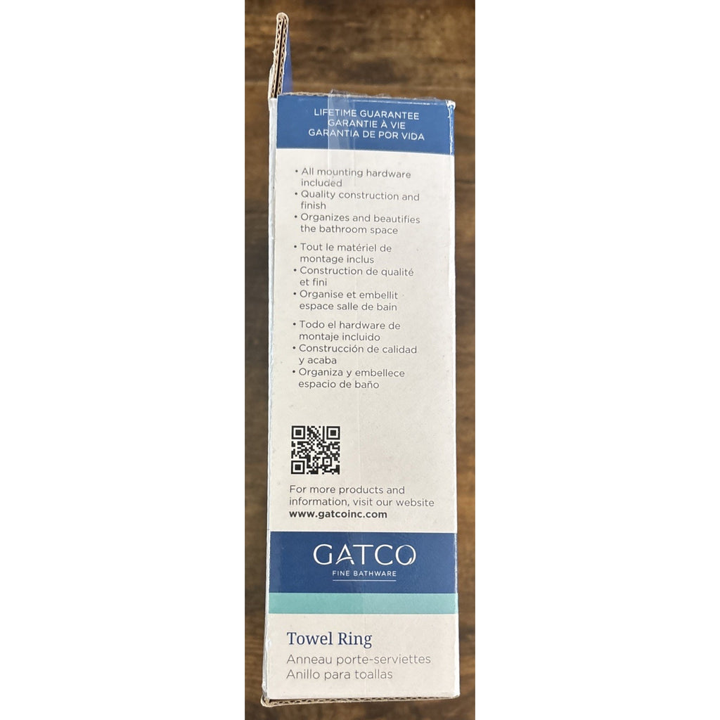 Gatco 5053 Brushed Brass Gold Designer 6" Wall Mounted Towel Ring / Holder